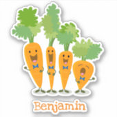 Sticker Caricature du quatuor à carottes joyeux (Devant)