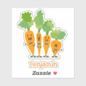 Sticker Caricature du quatuor à carottes joyeux (Feuille)