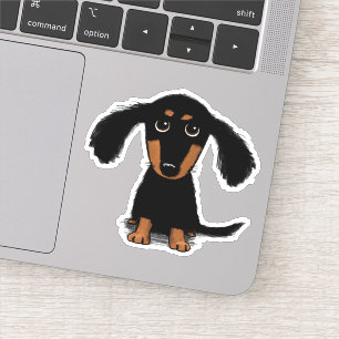 Sticker Caricature en noir et blanc Tan Dachshund