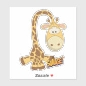 Sticker Caricature Giraffe Cute Kawaii (Feuille)