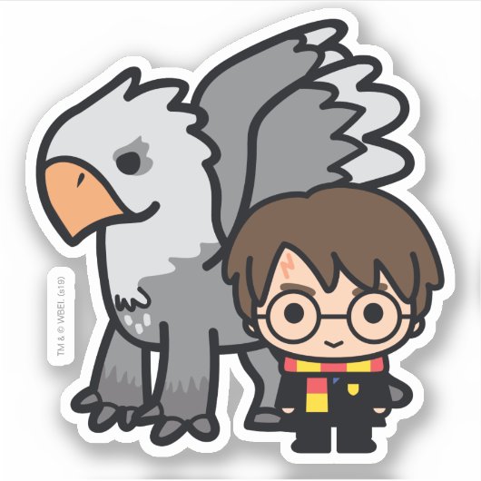 Sticker Caricature Harry Potter et Buckbeak (Devant)