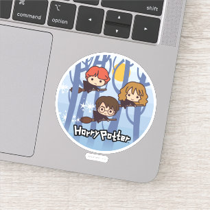 Sticker Caricature Harry, Ron, & Hermione Voler Dans Woods