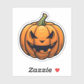 Sticker Caricature Jack-O-Lantern Halloween Citrouille ora (Feuille)