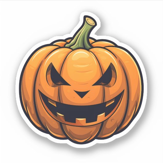Sticker Caricature Jack-O-Lantern Halloween Citrouille ora (Devant)