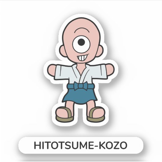 Sticker Caricature japonaise Yokai Hitotsume-kozo à un oei (Devant)
