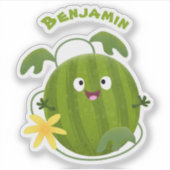 Sticker Caricature joli et souriant de pastèque (Devant)