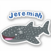 Sticker Caricature joli requin baleine joyeux (Devant)