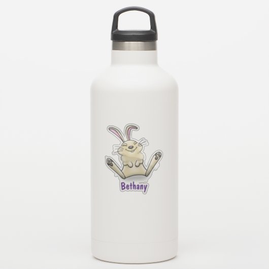 Sticker Caricature joli sourire lapin lapin bébé lapin lap (Gourde)