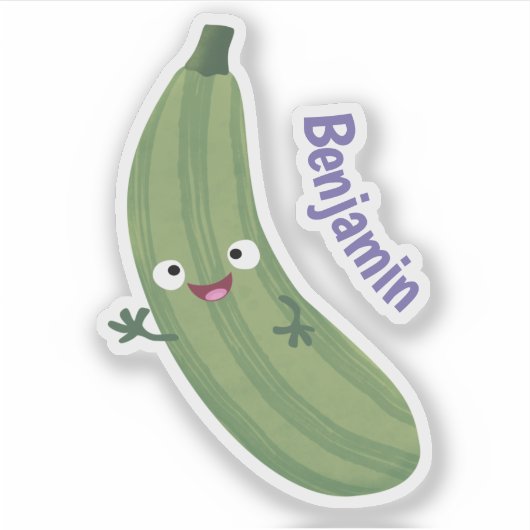 Sticker Caricature joyeux de courgettes mignonnes (Devant)