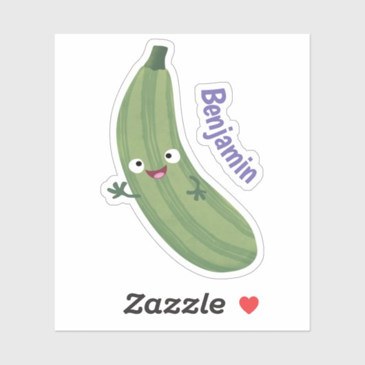 Sticker Caricature joyeux de courgettes mignonnes (Feuille)