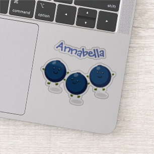Sticker Caricature mignonne de bleuets violets