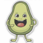 Sticker Caricature mignonne et souriante Avocado (Devant)
