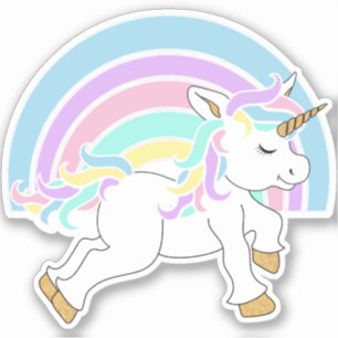 Sticker Caricature mignonne Unicorne avec arc-en-ciel - Ki