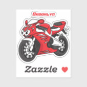 Sticker Caricature moto de sport rouge mou (Feuille)