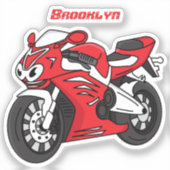 Sticker Caricature moto de sport rouge mou (Recto)
