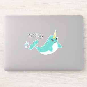 Sticker Caricature Narwhal Cute Sea Unicorn