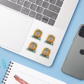 Sticker Caricature Orangutan dj (Ordinateur portable avec iPhone)