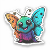 Sticker caricature-papillon-avec-papillon-sa tête (Recto)