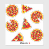 Sticker Caricature Pizza et Pizza Slices (Feuille)