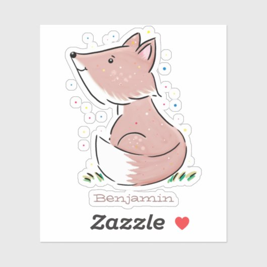 Sticker Caricature pour bébé renard (Feuille)