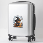 Sticker Caricature pour chiot du Yorkshire avec citrouille (Sur valise)