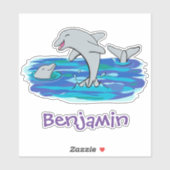 Sticker Caricature pour dauphins joyeux (Feuille)
