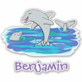 Sticker Caricature pour dauphins joyeux (Devant)