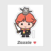 Sticker Caricature Ron Weasley et Pigwidgeon (Feuille)