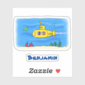 Sticker Caricature sous-marine joyeuse (Feuille)