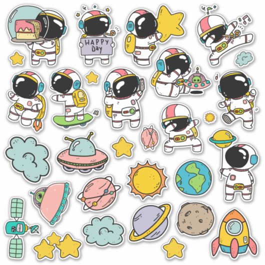 Sticker Caricature spatiale astronaute (Devant)