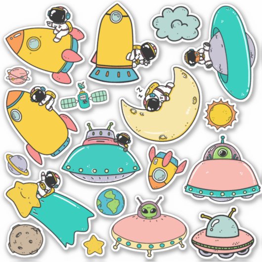 Sticker Caricature spatiale astronaute (Devant)