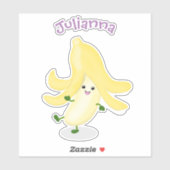 Sticker Caricature sur la banane de Cute kawaii (Feuille)