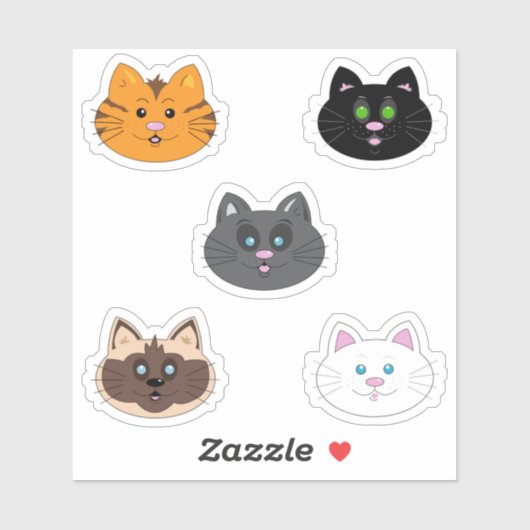 Sticker Caricatures de chats mignons (Feuille)