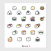 Sticker Caricatures de Sushi Kawaii incroyablement mignonn (Feuille)