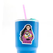 Sticker Carlin adorable et une fille avec cheveux longs