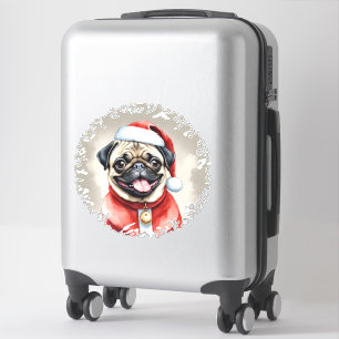 Sticker Carlin avec tenue du Père Noël - Noël 1