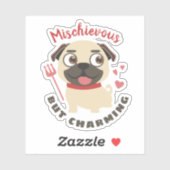 Sticker Carlin chien lap mignon mischievous charmant perso (Feuille)