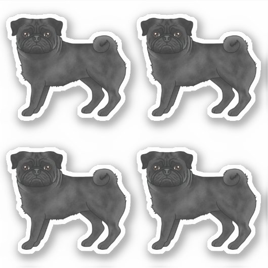 Sticker Carlin couleur de manteau noir Mops mignon Chien i (Devant)
