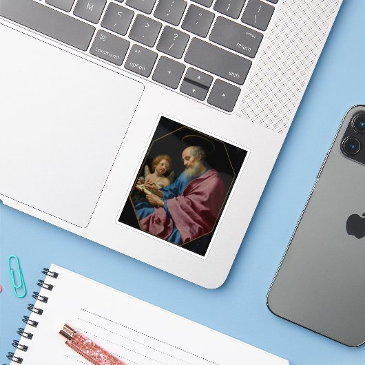 Sticker Carlo Dolci - Saint Matthieu Écrivant Son Évangile (Ordinateur portable avec iPhone)