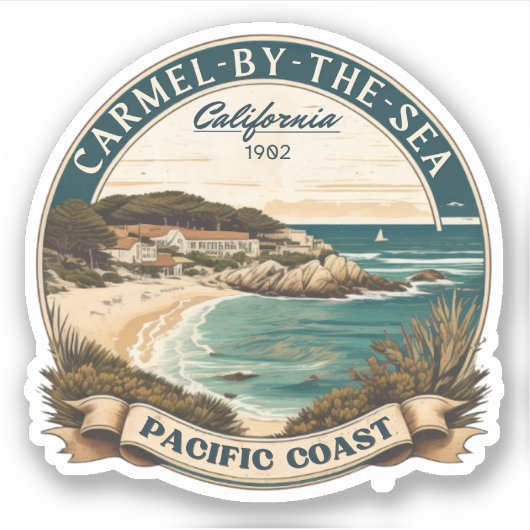 Sticker Carmel par la mer plage de la côte pacifique calif (Devant)