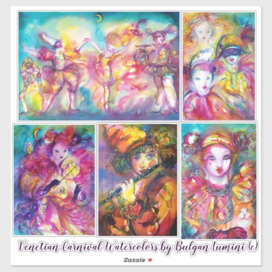 Sticker CARNAVAL DE VENISE Mardi Gras Masquerade Masques M (Feuille)