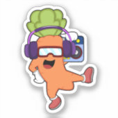 Sticker Carotte dans la musique avec casque (Recto)