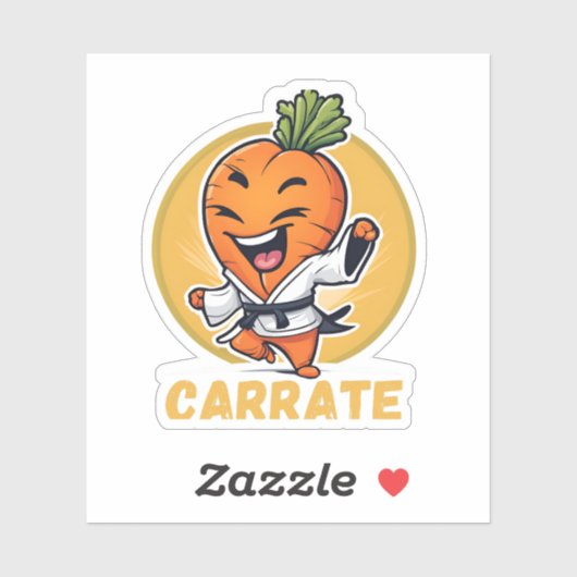 Sticker Carotte drôle Carotte Karate Pun (Feuille)