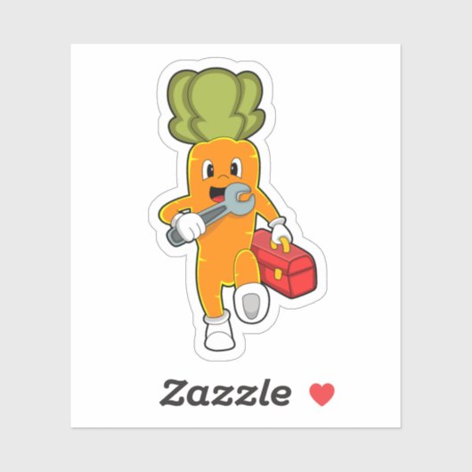 Sticker Carotte en mécanique avec Boîte à outils (Feuille)