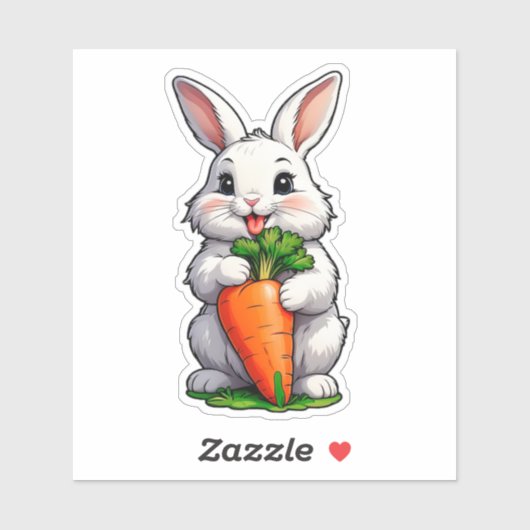 Sticker Carotte mangeuse de lapin (Feuille)