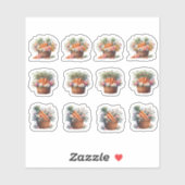 Sticker Carottes et fleurs de Pâques dans un panier (Feuille)