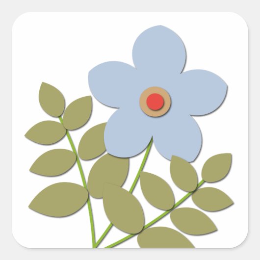 Sticker Carré С simple fleur bleue (Devant)