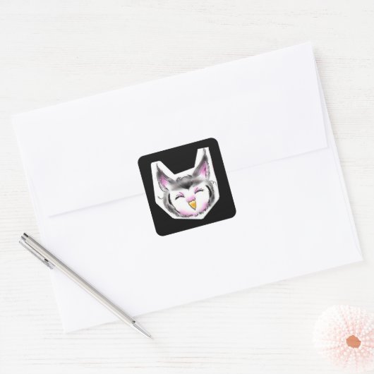 STICKER CARRÉ アフリカオオコノハズクちゃん (Enveloppe)