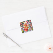 STICKER CARRÉ クリスマスとジンジャーブレッドマン (Enveloppe)
