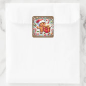 STICKER CARRÉ クリスマスプレゼントとジンジャーブレッドマン (Sac)